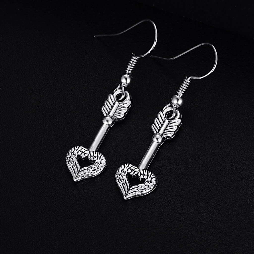 Trendy Vintage Arrow Shape Dangle Antique Silver Plated Earrings For Woman, K721